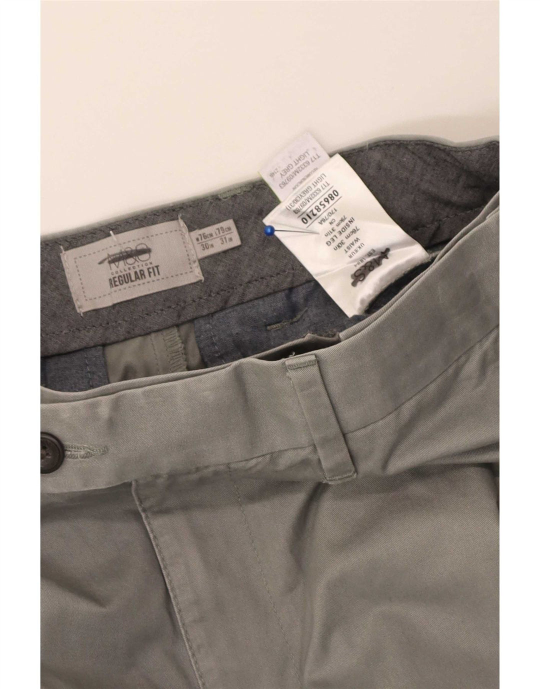 Pantaloni de costum pentru bărbați Marks & Spencer, cu ajustare normală, L30 L31, gri bumbac