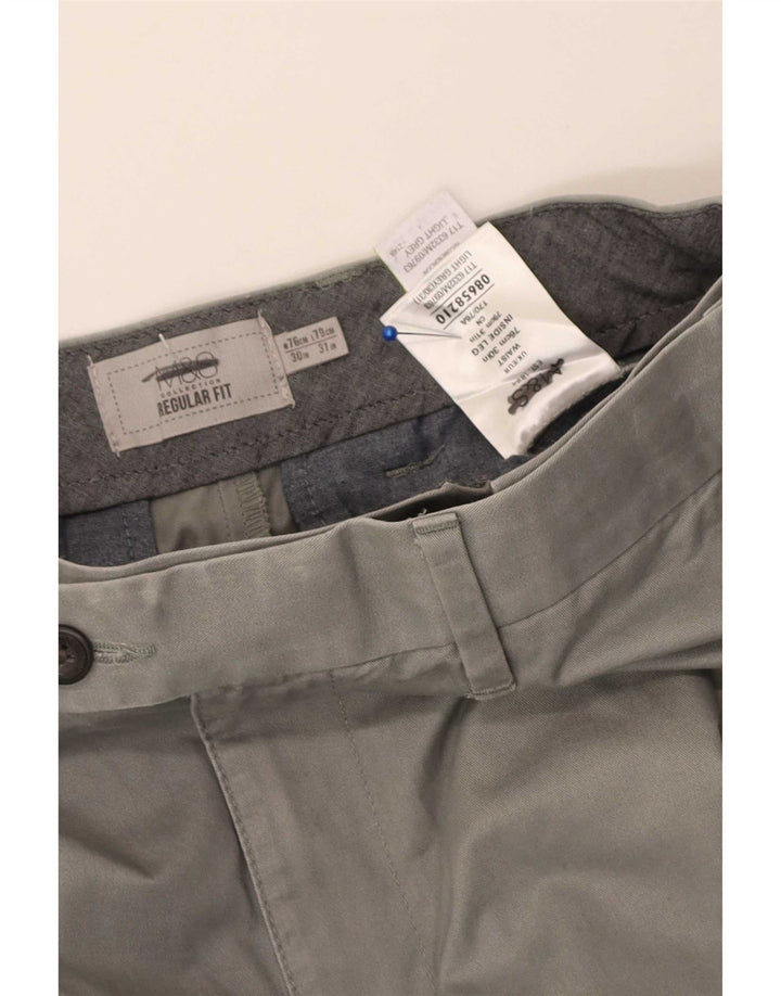 Pantaloni de costum pentru bărbați Marks & Spencer, cu ajustare normală, L30 L31, gri bumbac