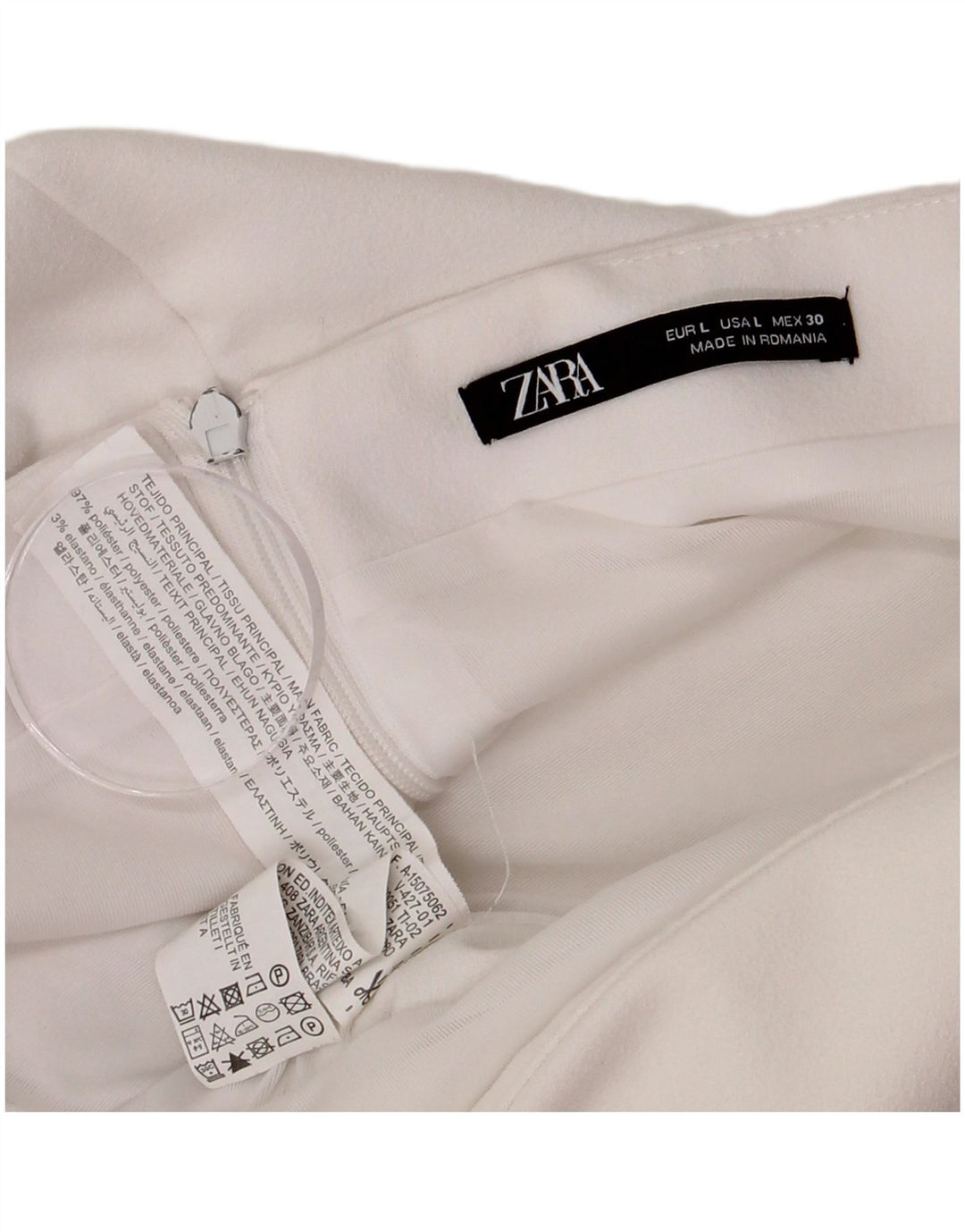 Fusta mini pentru femei Zara, mare W30, poliester alb