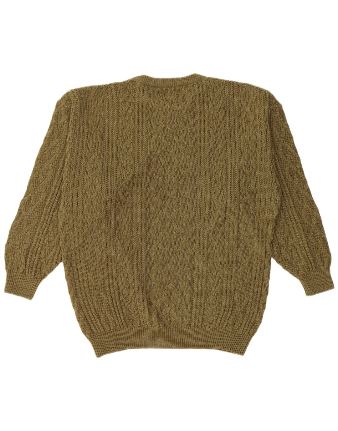 Pulover vintage pentru bărbați cu gâtul turnat, mare, acrilic, kaki
