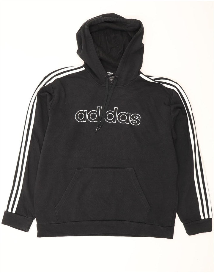 Pulover cu glugă grafic ADIDAS pentru bărbați, bumbac mare, negru