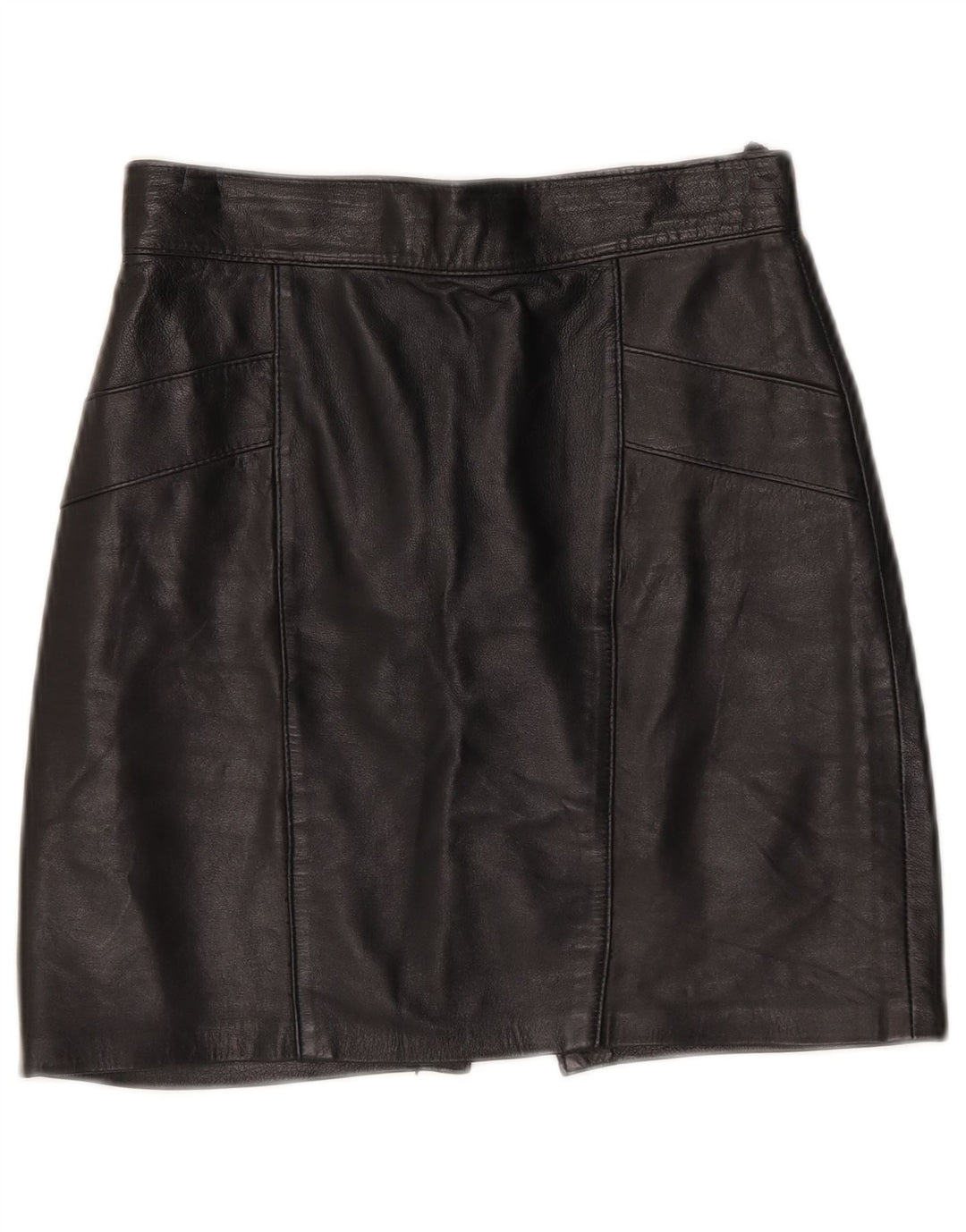 Fusta Mini din piele Vintage pentru femei W25 XS Negru