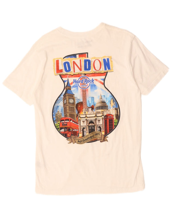 Hard Rock Hotel Mens London Graphic T-Shirt Top Medium White Cotton