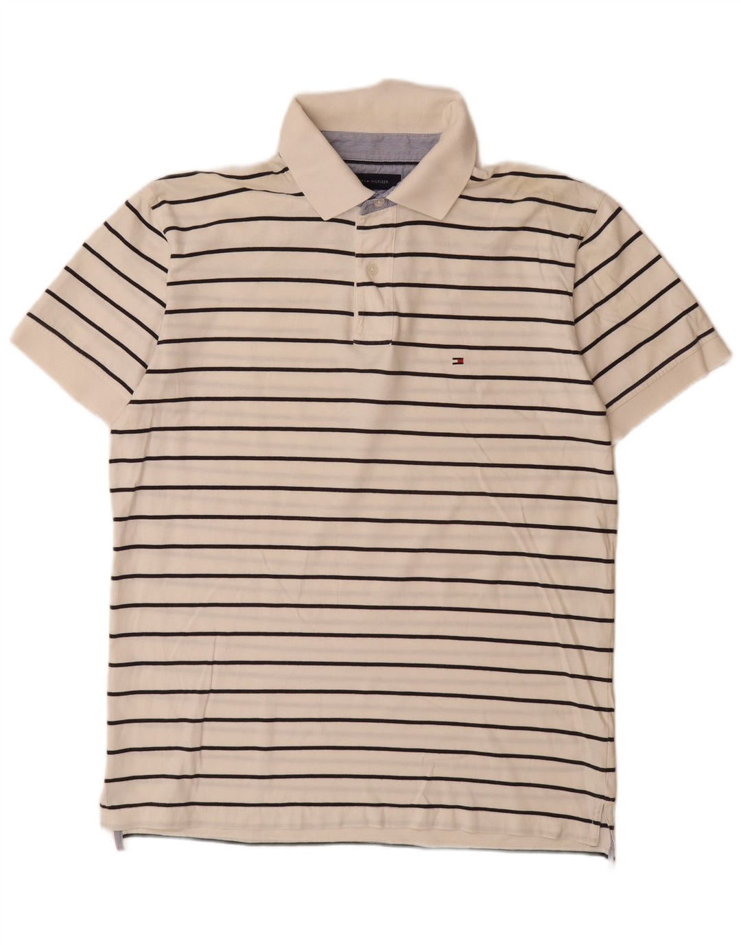 Tricou polo TOMMY HILFIGER pentru bărbați, mare, bumbac cu dungi alb