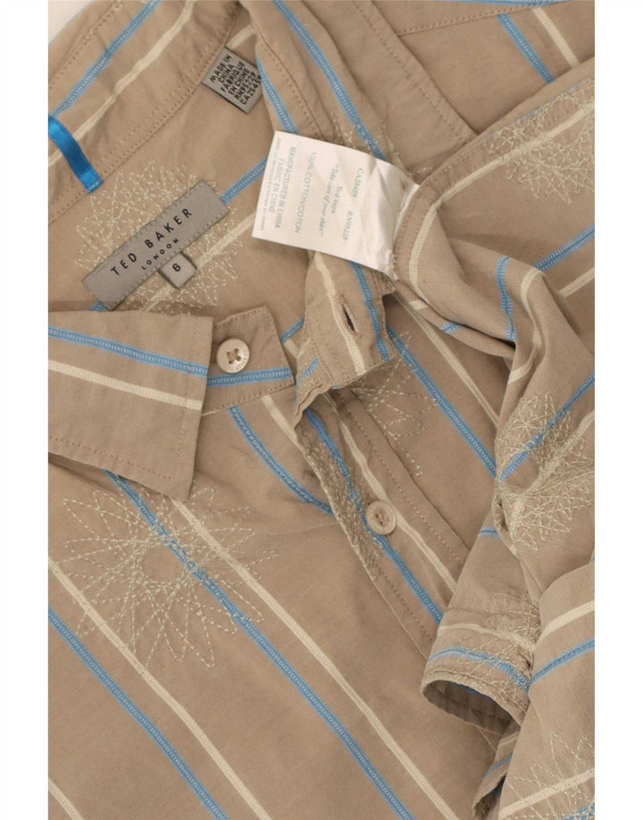 Cămașă pentru bărbați Ted Baker Mărimea 6 2XL Bumbac cu dungi bej
