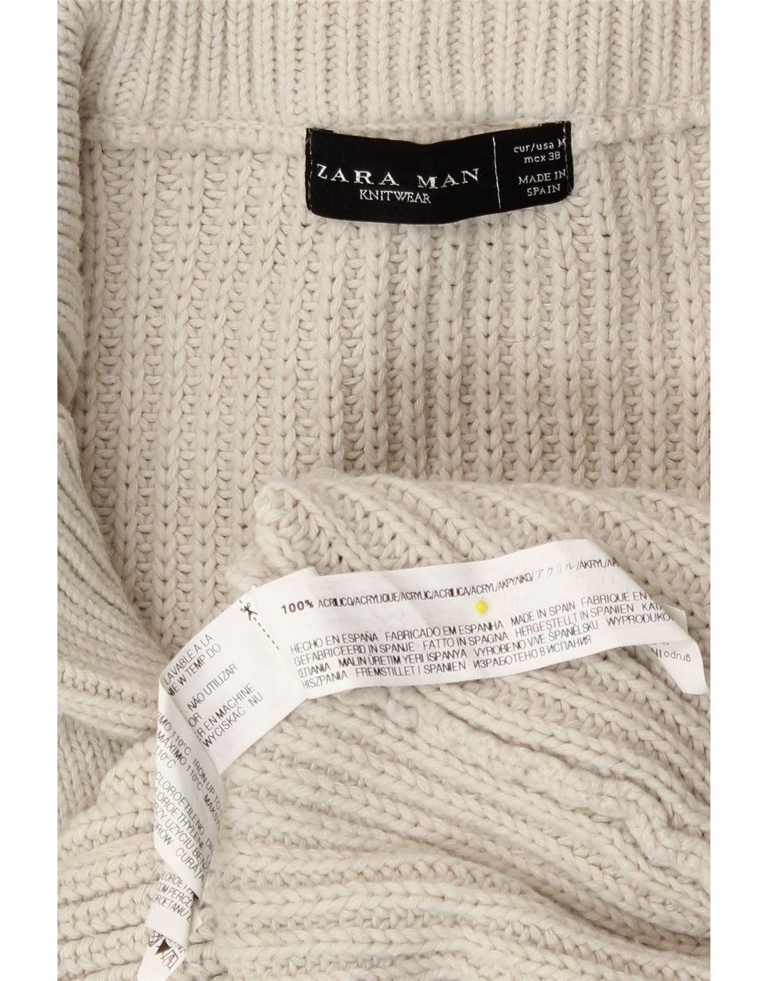 Pulover cardigan cu nasturi pentru bărbați Zara, alb, mediu, acrilic