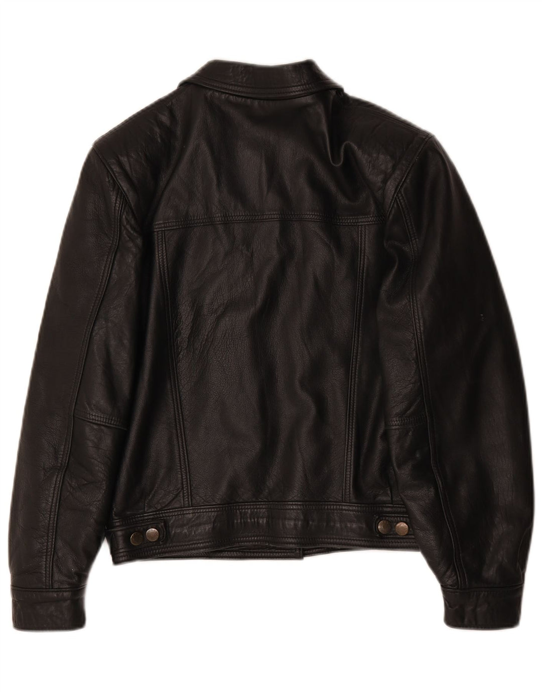 Jachetă de piele supradimensionată vintage pentru femei UK 10 Small Black
