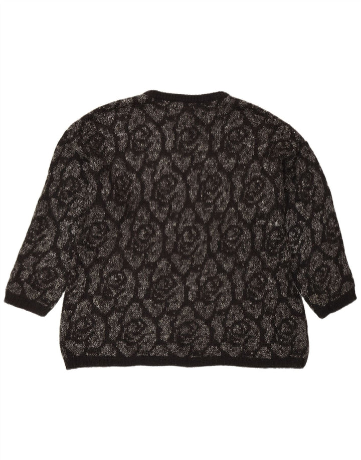 Pulover pentru damă BENETTON cu decolteu triplu UK 18 XL Negru Floral