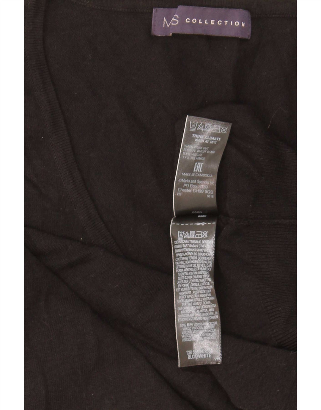 Pulover cu decolteu în V pentru femei Marks & Spencer UK 14, viscoză medie neagră