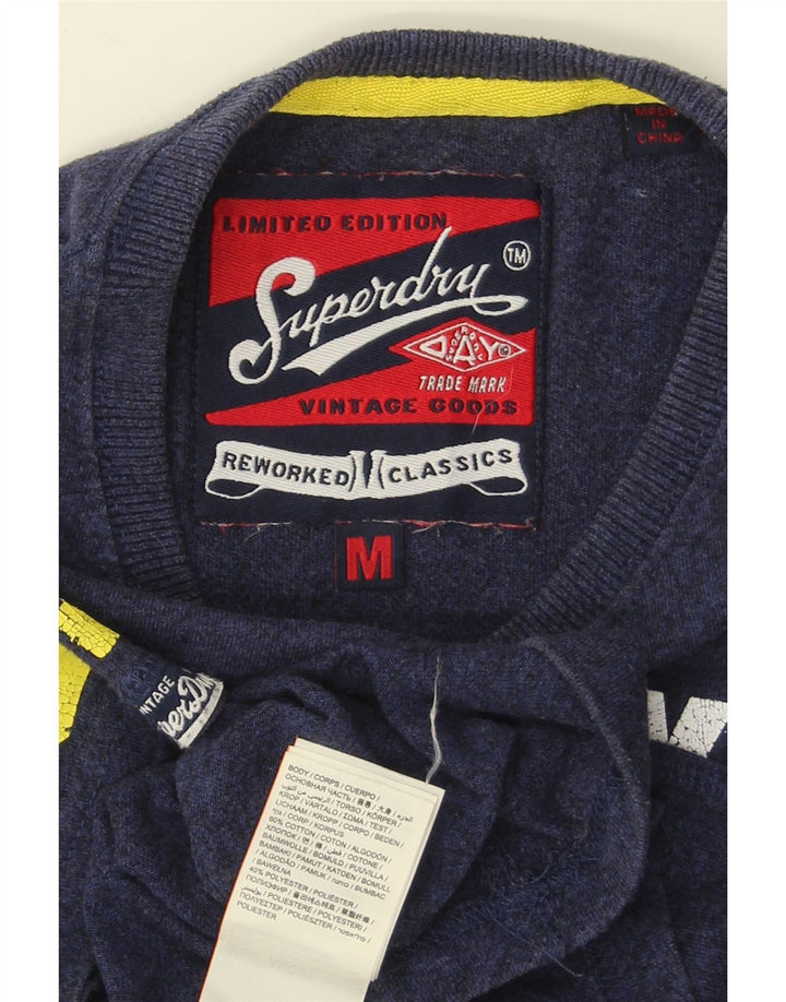 SUPERDRY tricou grafic pentru bărbați Top mediu din bumbac bleumarin