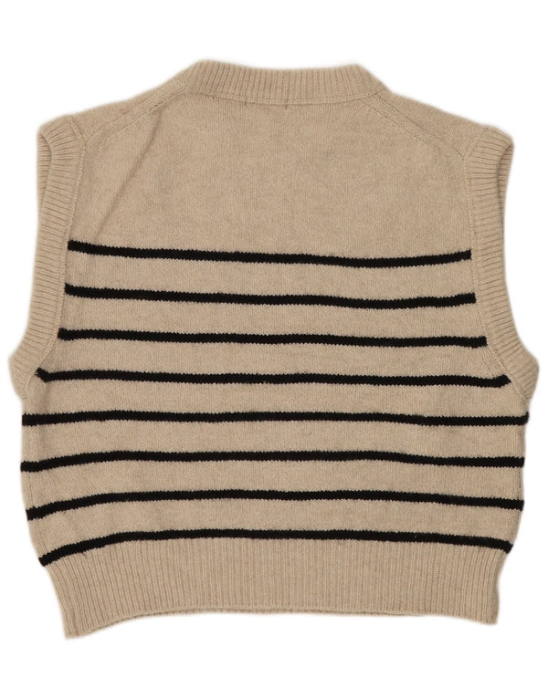 Massimo Dutti Womens Crop Oversized Vest Tank Top UK 10 Small Beige Dungi