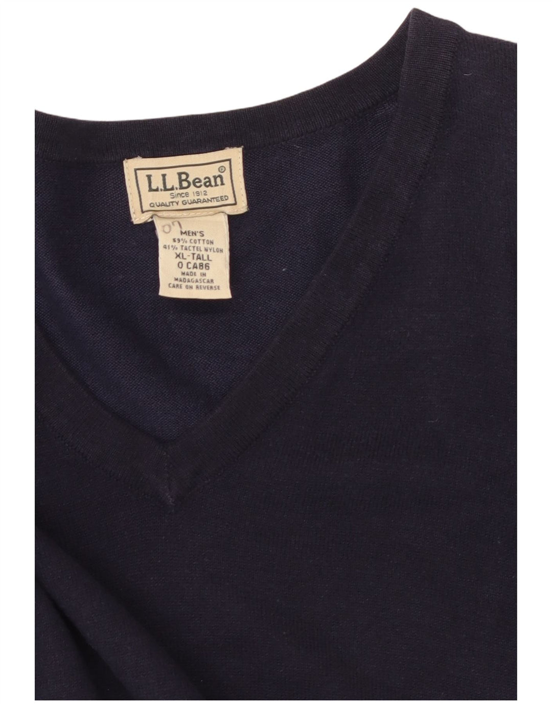 Pulover înalt cu decolteu în V pentru bărbați L.L.Bean, XL, bumbac bleumarin