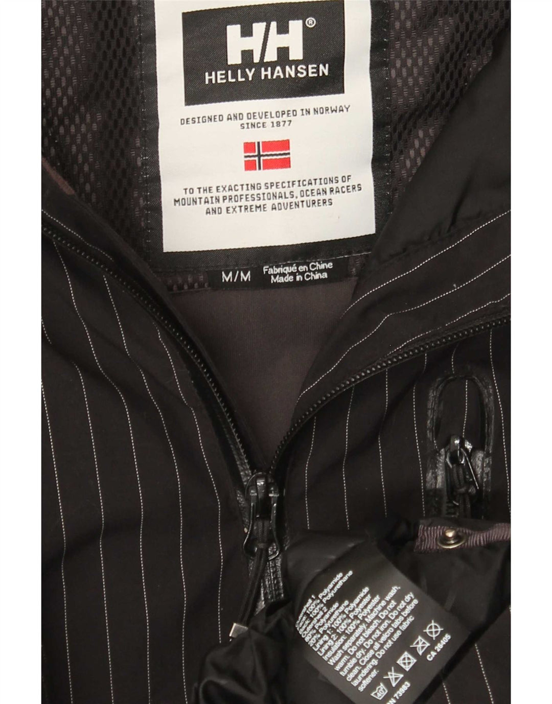 Jachetă de ploaie cu glugă cu glugă Helly Hansen pentru bărbați UK 38 Medium Black Striped