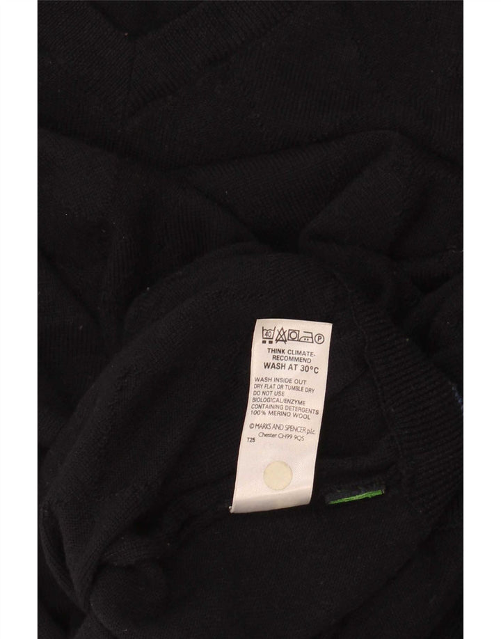 Pulover pentru bărbați Marks & Spencer, cu decolteu în V, mare, lână merinos, albastru