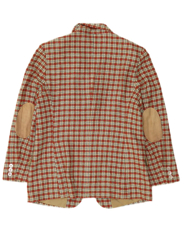 Jachetă Country pentru femei cu 3 nasturi, UK 14, roșu, în carouri