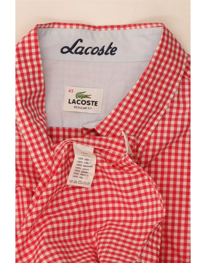 Cămașă Lacoste pentru bărbați, cu tăiere obișnuită, mărimea 43, mare, roșu, din bumbac