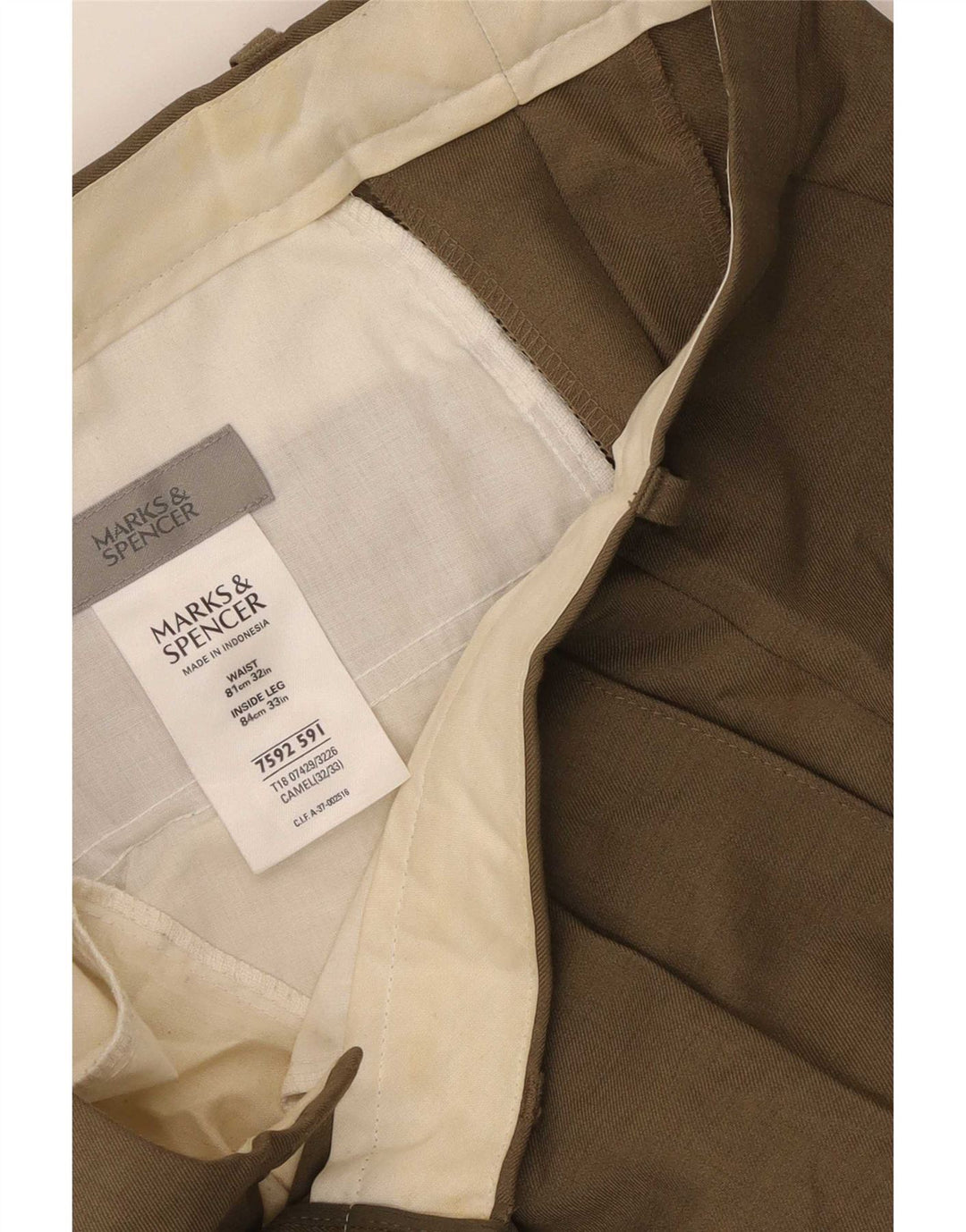 Pantaloni chino pentru bărbați Marks & Spencer L32 L33 Kaki Poliester