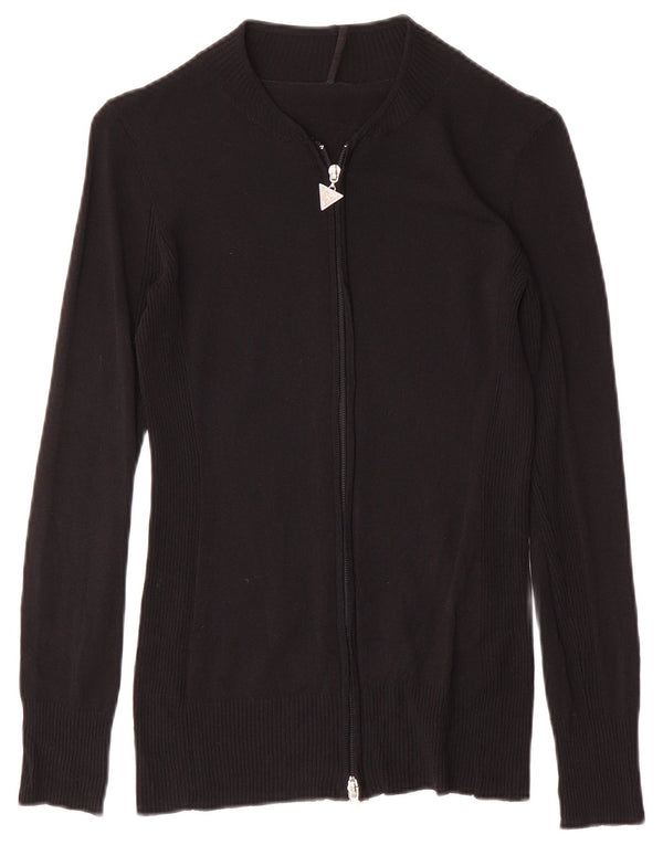 Pulover cardigan grafic pentru femei Guess UK 14 mare, negru, viscoză
