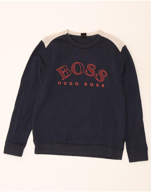 Pulover cu grafic pentru femei Hugo Boss, UK 18 XL, albastru bleumarin