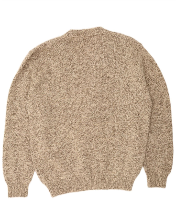 Pulover cardigan pentru bărbați L.L.Bean, lână mare bej cu pete