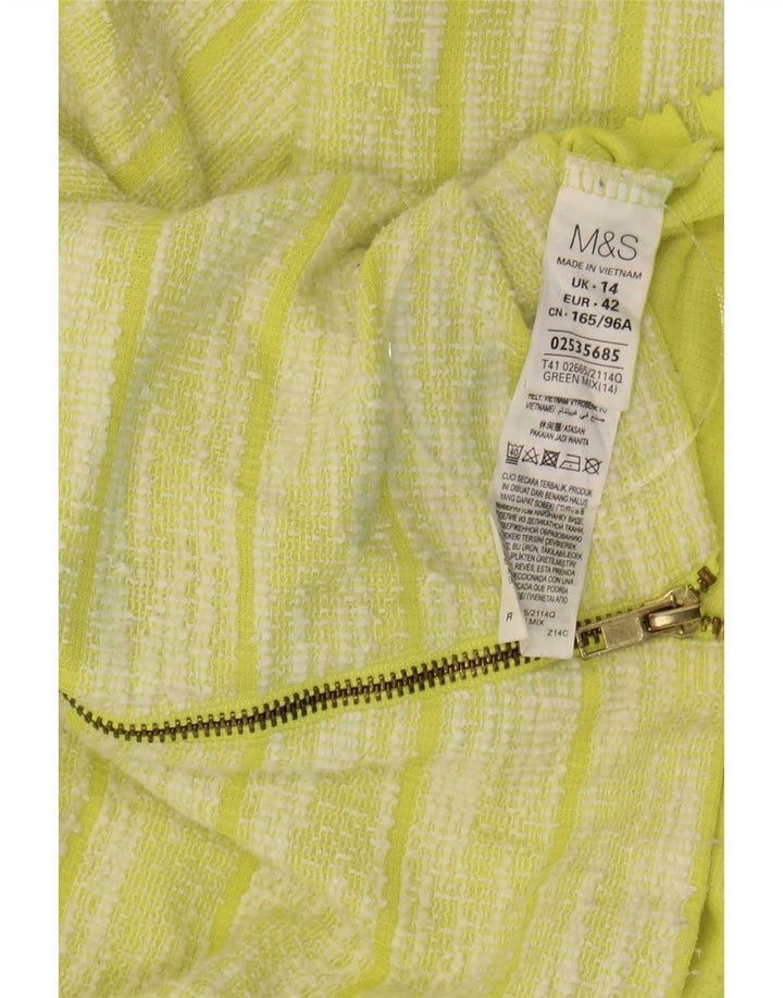 Marks & Spencer Top pentru femei cu mâneci 3/4 Marea Britanie 14 Poliester cu dungi verzi mari