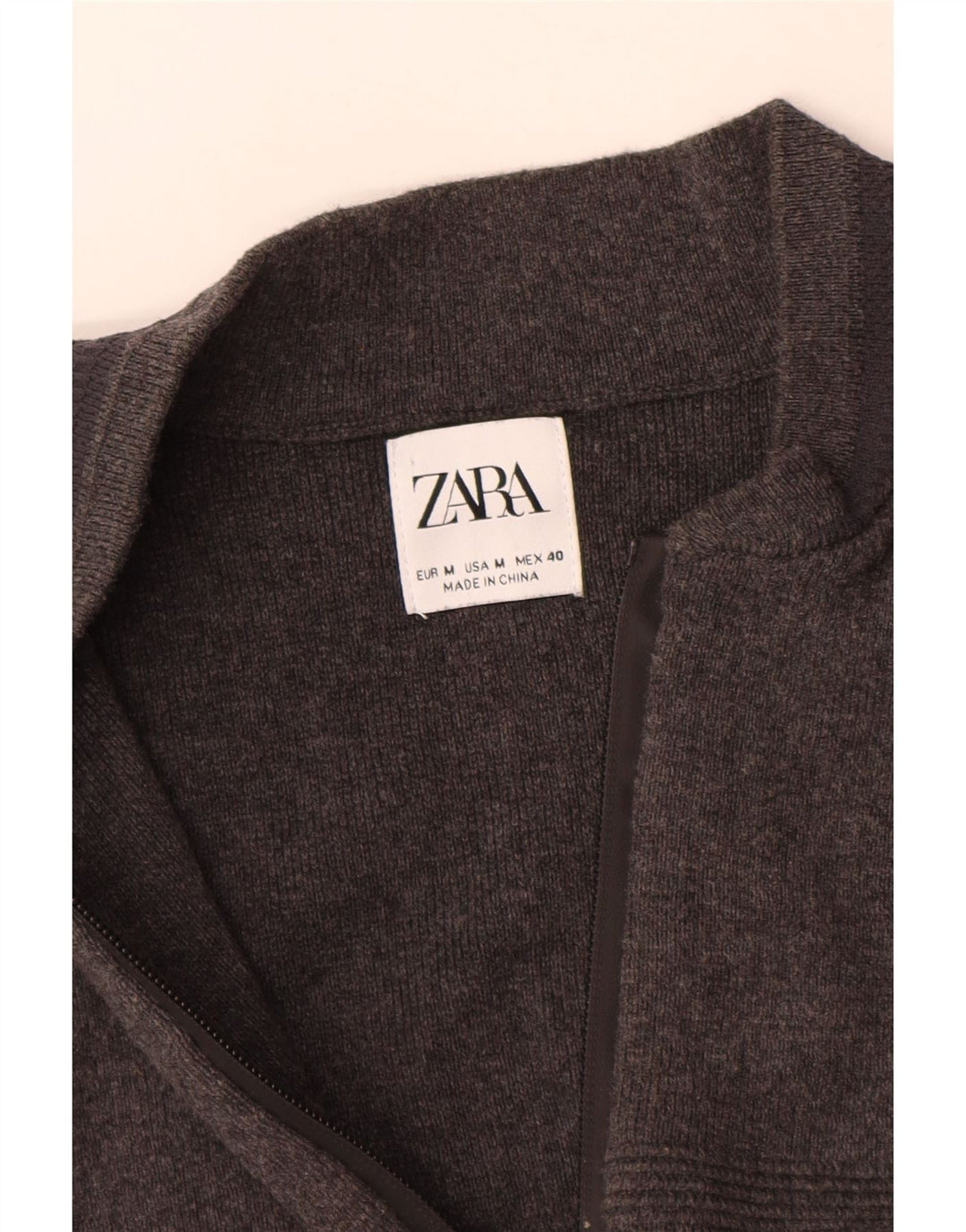 Pulover cardigan cu fermoar complet Zara pentru bărbați, bumbac gri mediu