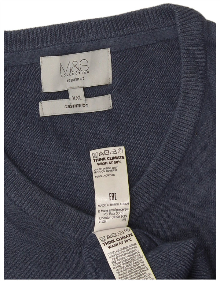 Pulover cu decolteu în V Marks & Spencer pentru bărbați, 2XL, bleumarin