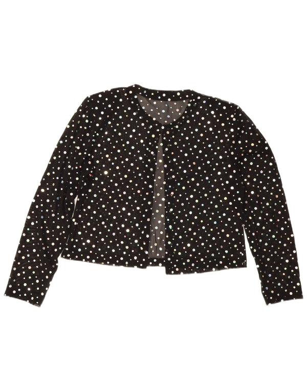 Bluză cu cămașă crop transparentă pentru femei de epocă UK 16 mare, negru, cu buline