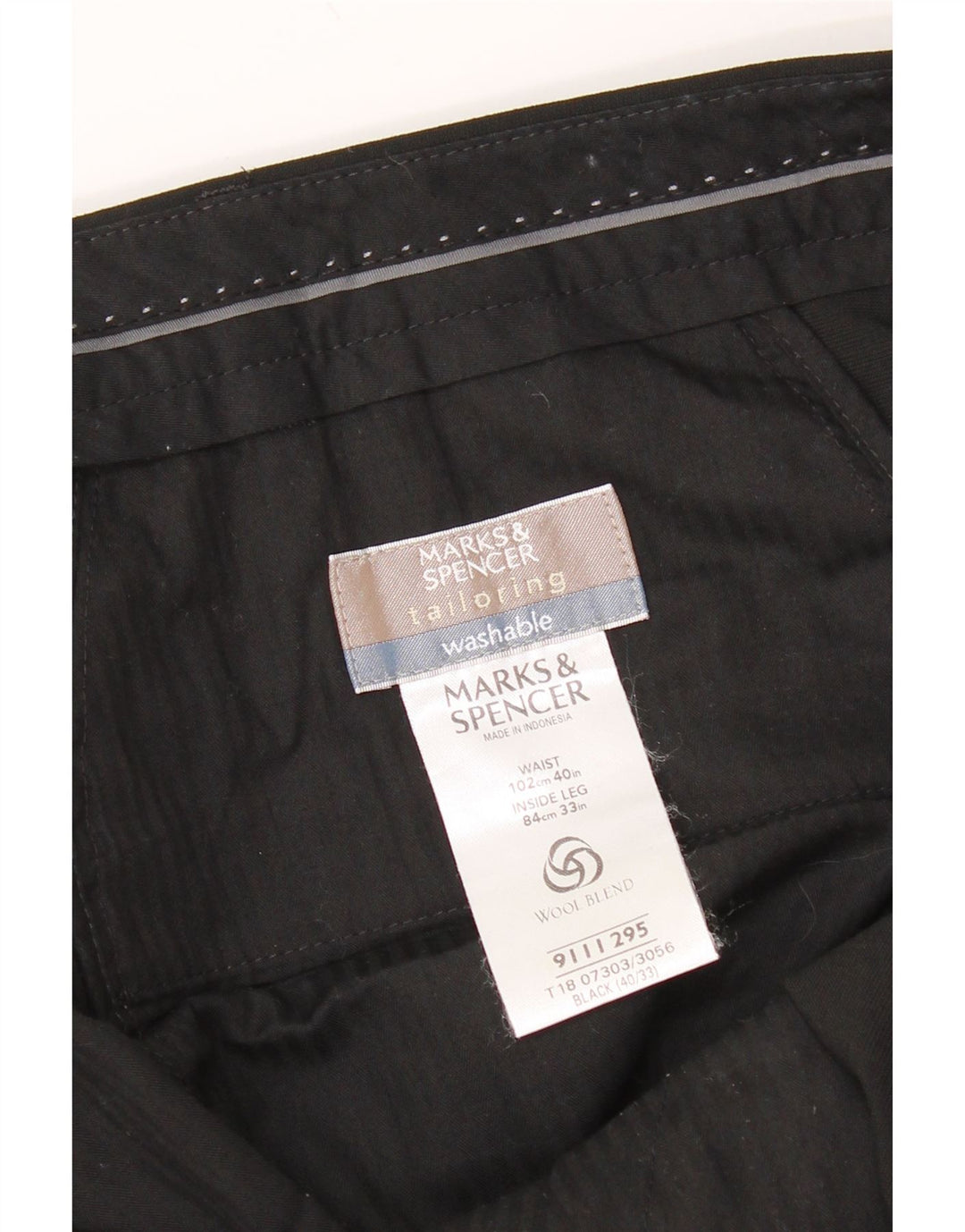 Marks & Spencer Pantaloni de costum croit pentru bărbați L40 L33 Lână neagră Classic