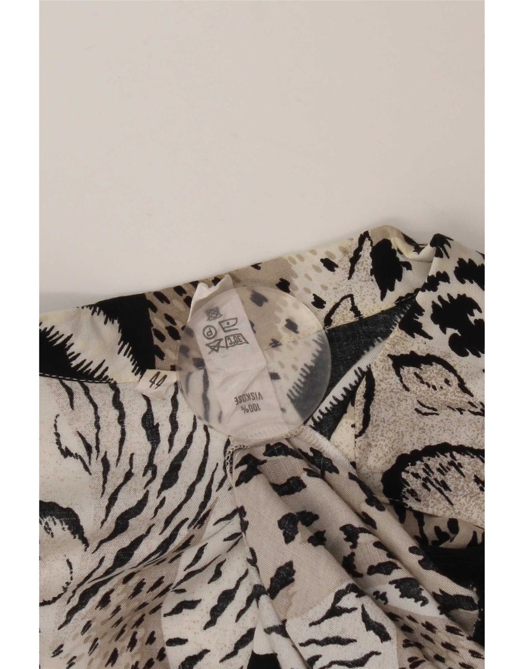 Bluză vintage cu mâneci lungi pentru femei Top IT 44 Medium Black Animal Print