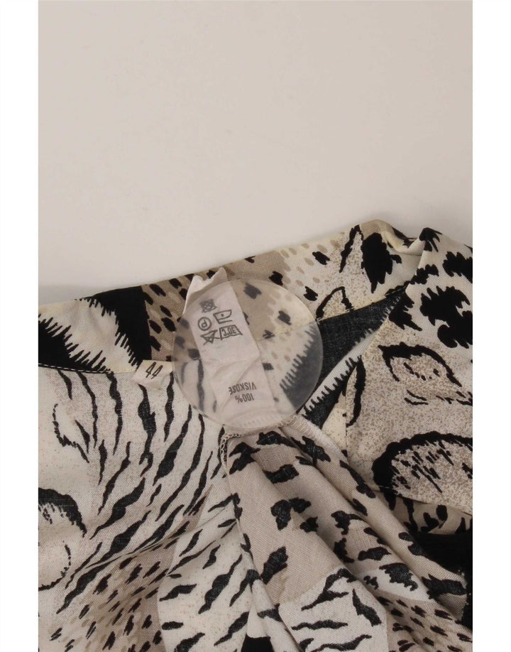 Bluză vintage cu mâneci lungi pentru femei Top IT 44 Medium Black Animal Print
