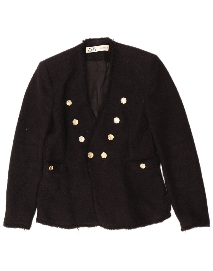 Jachetă Blazer pentru femei Zara UK 12, mediu negru, bumbac