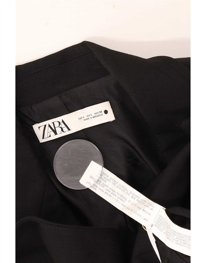 Jachetă Blazer pentru femei Zara, cu două piept, UK 16, mare, negru, poliester