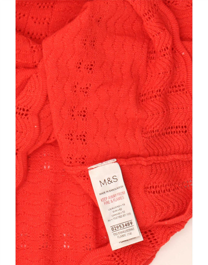 Pulover cu decolteu în V pentru femei Marks & Spencer UK 14 Poliester roșu mediu