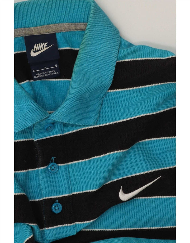 Tricou polo Nike pentru bărbați, cu dungi mari, albastre