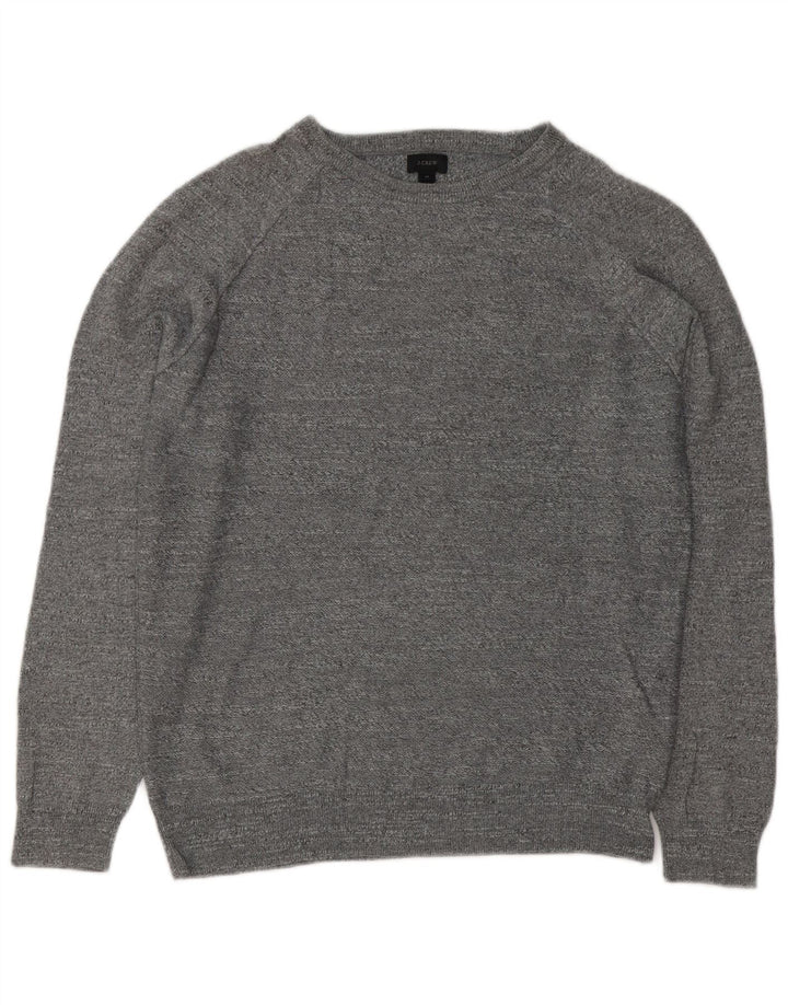 J. Crew Pulover pentru bărbați cu gâtul rotund, bumbac cu pete, gri mediu