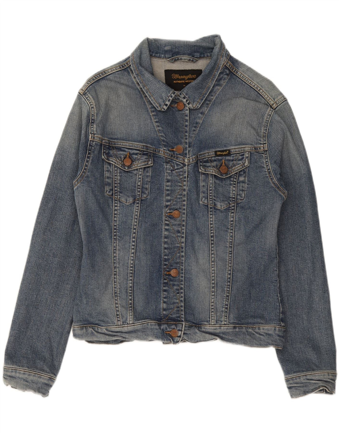 WRANGLER Womens Crop Denim Jacket UK 18 XL Blue Cotton Vintage Wrangler and Second-Hand Wrangler from Messina Hembry 