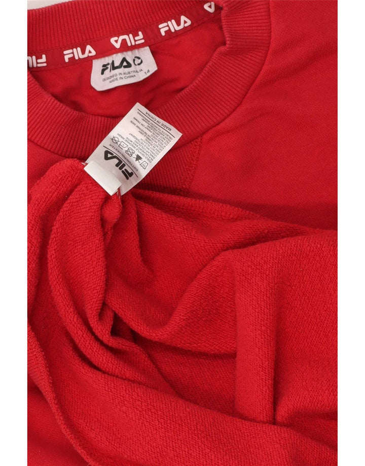 Fila Băieți Pulover Grafic Pulover 13-14 Ani Bumbac Roșu