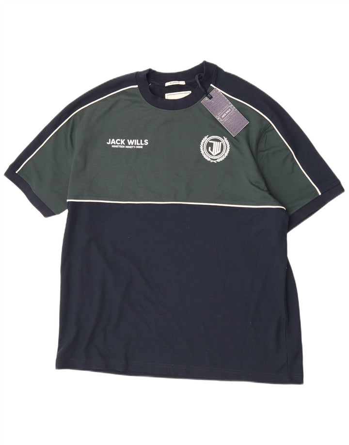 Tricou cu grafică Jack Wills pentru bărbați Top mediu albastru bleumarin la bloc de culoare