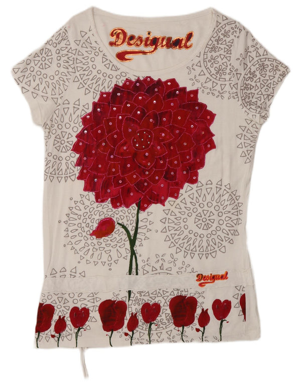Bluză cu grafică Desigual pentru femei UK 18 XL Alb Floral