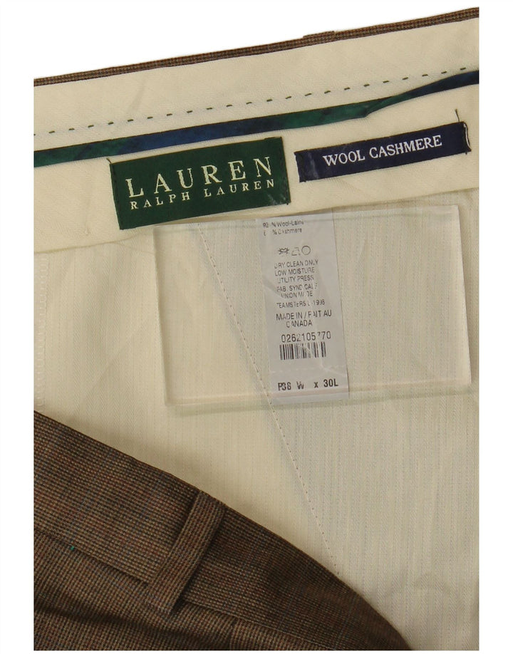 Pantaloni de costum pentru bărbați RALPH LAUREN L38 L27 maro din lână picior de gală