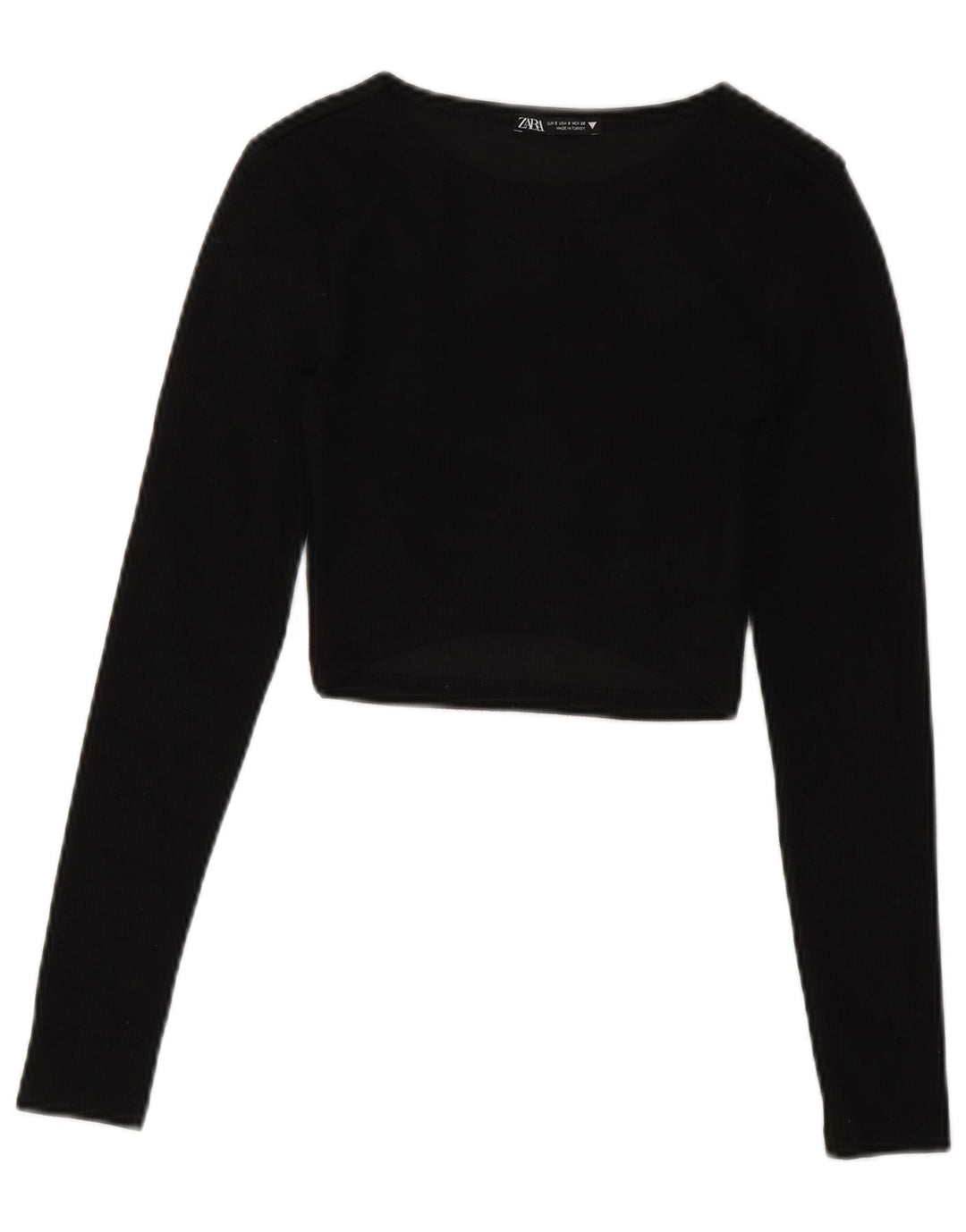 Crop Top pentru femei Zara cu mânecă lungă UK 8 Mic Negru
