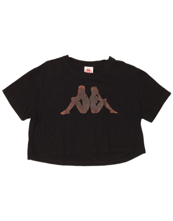 Tricou grafic Crop Kappa pentru femei Top UK 16 Large Black