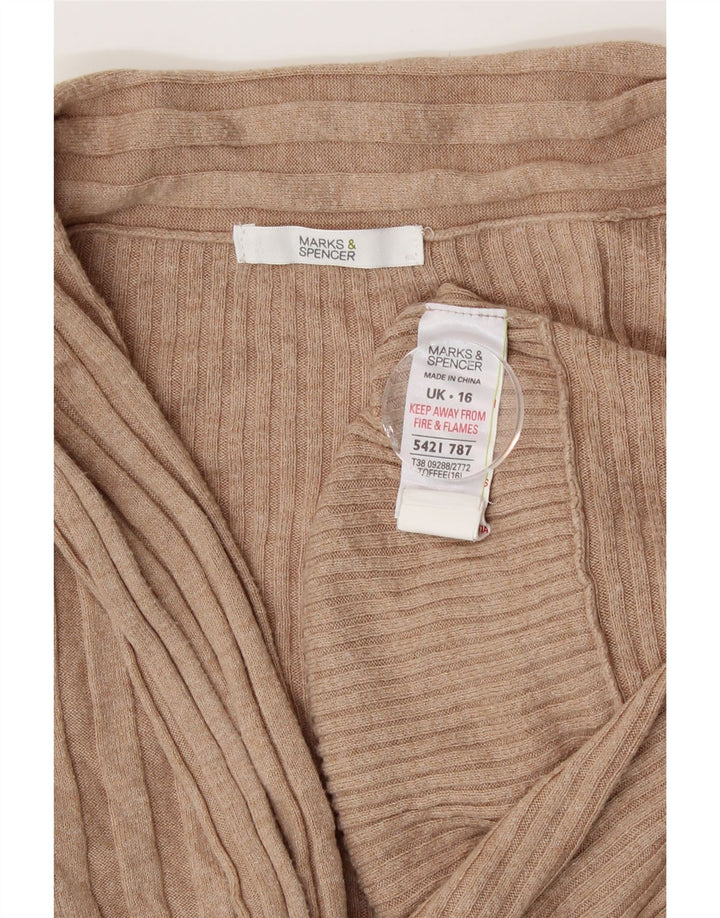Pulover cardigan deschis asimetric pentru femei Marks & Spencer UK 16 mare bej