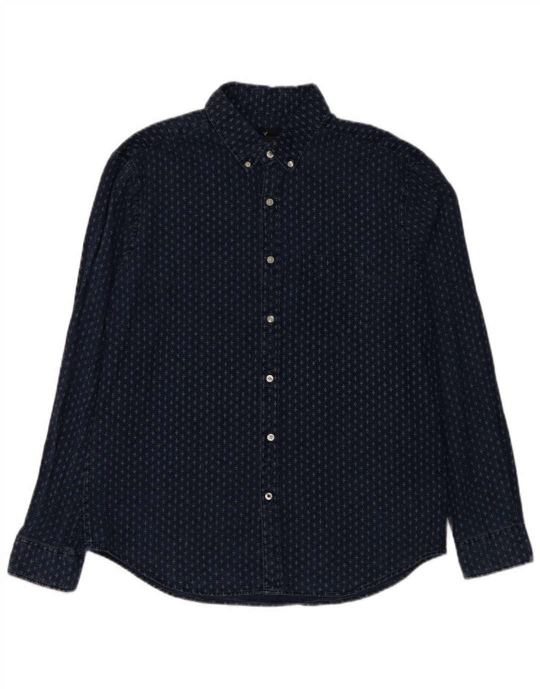 Cămașă pentru bărbați American Eagle Classic Fit, mare, albastru, bumbac cu pete