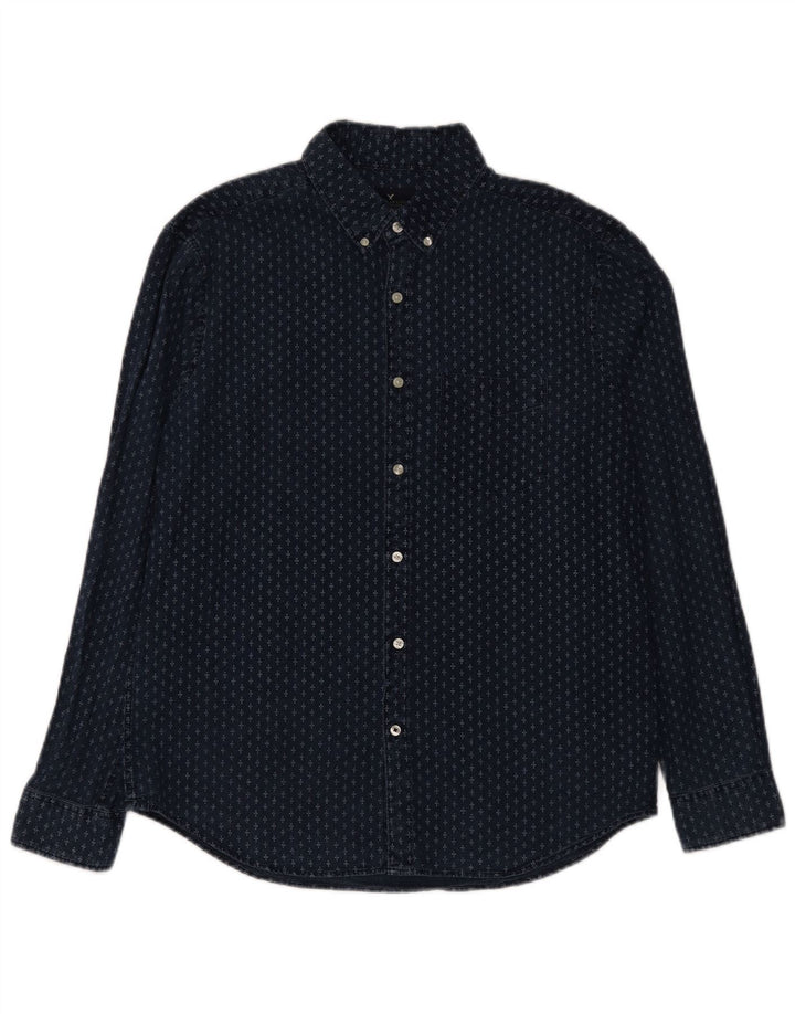 Cămașă pentru bărbați American Eagle Classic Fit, mare, albastru, bumbac cu pete
