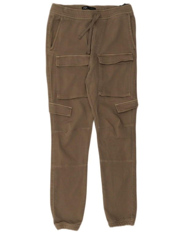 Pantaloni cargo pentru bărbați Zara Joggeri Mici L30 L28 Kaki Bumbac