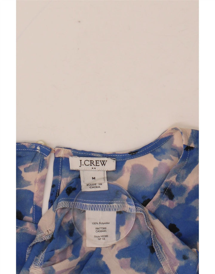 Bluză J. CREW pentru femei, cu mâneci 3/4, UK 14, poliester, flori, albastru mediu