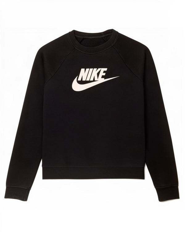 Pulover supradimensionat cu grafic Nike pentru femei UK 10 Bumbac negru mic