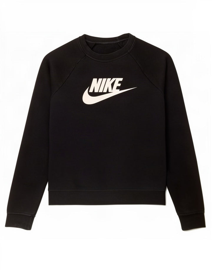 Pulover supradimensionat cu grafic Nike pentru femei UK 10 Bumbac negru mic